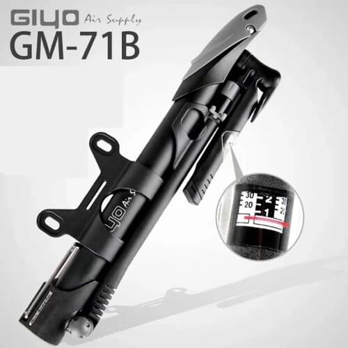 GIYO Bicycle Pump With Pressure Guage 140psi Foldable Bike Ball Aluminum Alloy Portable Floor Air Inflator Pump Presta /Schrader
