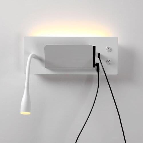New Wall lamp bedside lamp reading lamp with switch mobile phone holder rechargeable hotel bedroom room wall lamp