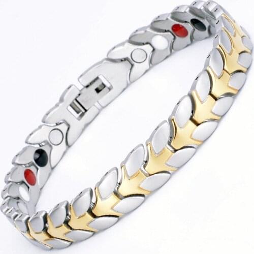 New Healing Magnetic Bracelet for Men Women Stainless Steel Germanium Gold Bracelets Bangles Trendy Health Care Jewelry