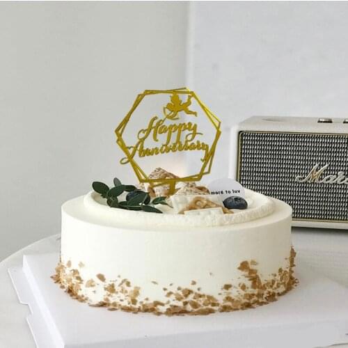 New Happy Anniversary Theme Party Cake Toppers Golden Cupid Wedding Anniversary Cake Topper Wedding Anniversary Party Cake Decor