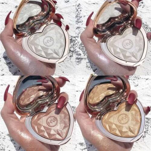 New Shimmer Highlighter Powder Palette Face Contouring Makeup Highlight Face Bronzer Highlighter Brighten Skin 4 Colors