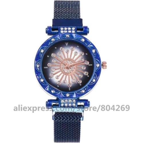 Wholesale Women Wristwatch Flower Rhinestone Alloy Quartz Watch Women Watches Magnet Fashion Casual Female Watch