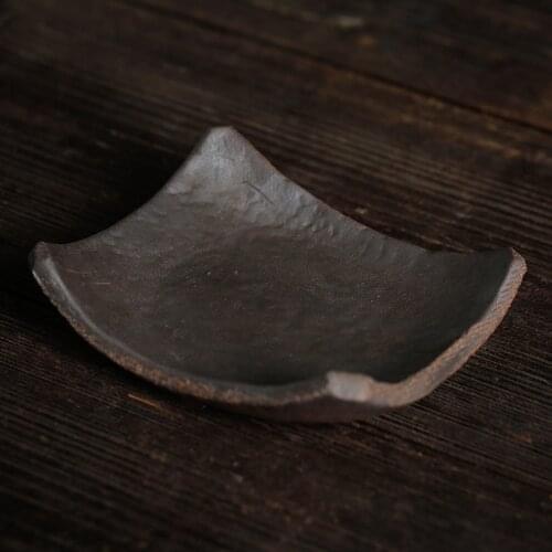 Tile Coaster Handmade Vintage Coarse Pottery Heat Proof Mat Tea Coaster Ceramic Kung Fu Tea Ceremony