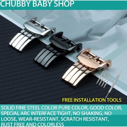 Top Quality Watchband Folding Buckle for Breitling Clasp 18mm 20mm Silver Black Rose Gold Stainless Steel for Silicone Leather