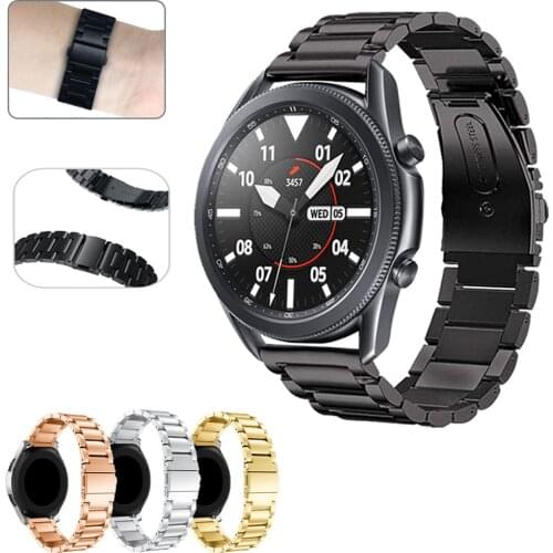 Bands For Samsung Galaxy Watch 3 45 41mm Solid Stainless Steel Link Bracelet For Garmin Vivoactive 3S 4S/ Vivoactive 3 4 Strap