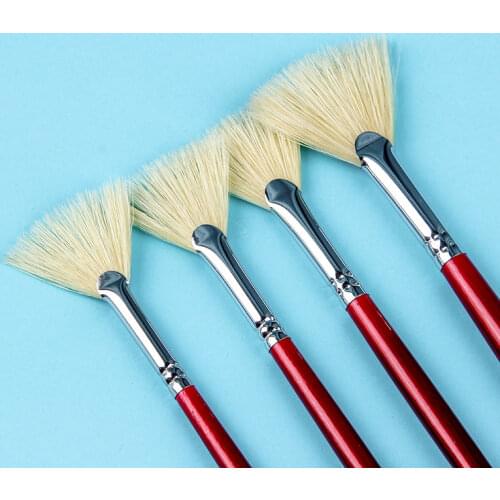 1pcs /9pcs Fan Shap Gouache Painting Pen Kids Student Watercolor Brush Bristles Hair Paint Brush Set Drawing Art Supplies