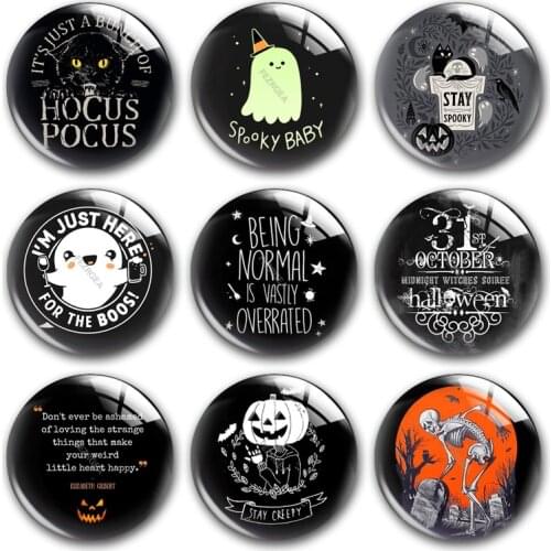 Handmade Boo ghost Halloween party witch Spider Round photo glass cabochons demo flat back DIY jewlery Making findings accessory