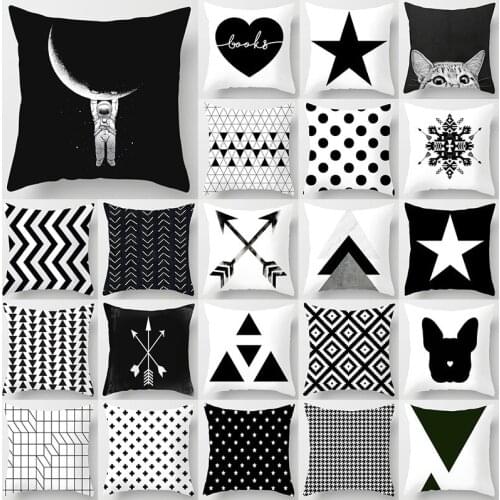 Nordic Fashion Simple Pillow case Black White Brief Pillowcase Home Party Sofa Decorative Pillow Cover Almohada