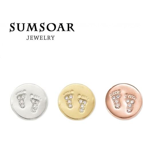 Somsoar Jewelry BABY FEET DISC Charms fit Metal Bracelets Woven & Silicone and Pendant 10pcs/lot