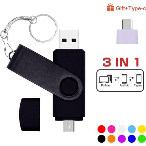 Custom Logo Double Use Android OTG USB Flash Drive Pen Drive 4gb 8gb 16gb 32gb 64gb USB2.0 Pendrive Flash Drive 3 In 1 USB Stick