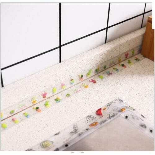 Kitchen Waterproof Anti-mold Sealing Tape Sink Bathroom Countertop Gap Cartoon Moisture-proof Self-adhesive Sticker