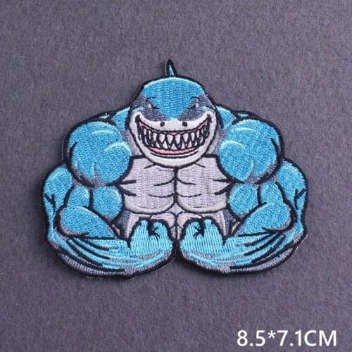 Shark Bear Stripe Embroidered Patches For Clothing Punk Skull Embroidered Patches For Clothes Appliques For DIY T-shirt Badges