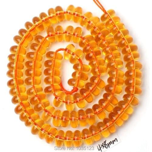 High Quality 4x8mm Natural Yellow Quartz Rondelle Shape Loose Beads Strand 15" DIY Creative Jewellery Making w2959