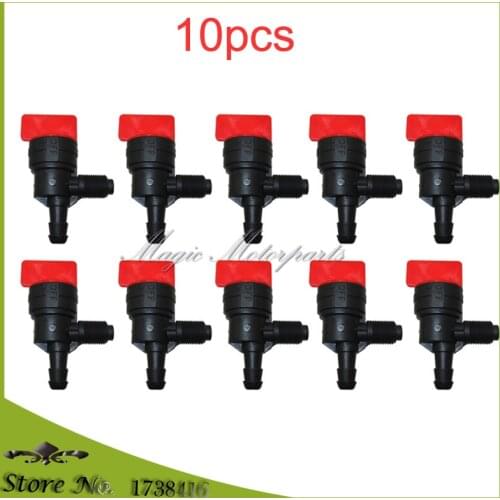 10pcs 90 Degree Inline Gas Fuel Shut Off Valve Petcock For Briggs & Stratton 399517 698182 Outlet for 1/4" ID fuel line