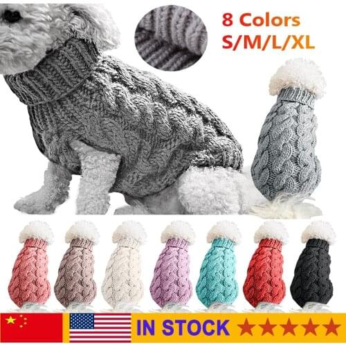 Winter Warm Dog Cat Sweater Clothes For Small Large Dogs Pet Turtleneck Jumper Clothing Coat Knitting Crochet Cloth Outfit Vest
