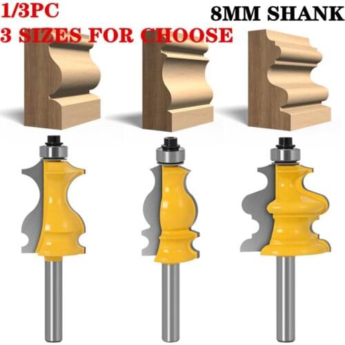 3pcs 8mm Shank CNC Line knife Casing & Base Molding Router Bit Set Woodworking cutter Tenon Cutter for Woodworking Tools
