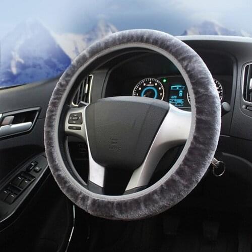 1Pc Soft Plush Car Steering Wheel Cover for Winter Universal Elastic Interior Case Cover Accessories
