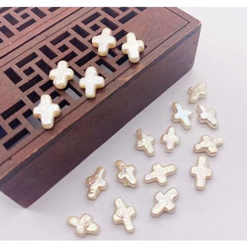 1pc Natural Freshwater Pearl Beads Cross-shaped White Beaded Charms for Bracelets Beads for Jewelry Making Necklaces Accessories