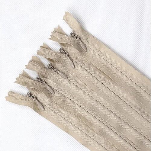 10pcs 3#Beige Concealed Zipper 20/60cm (8/24 Inch) Tailor Sewing Process DIY, Nylon Zip Ring
