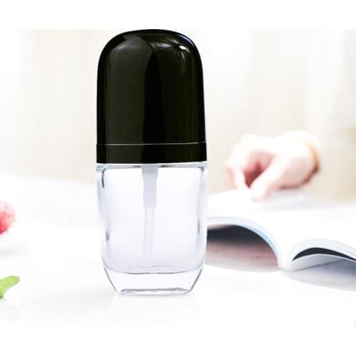 100pcs 30ml liquid foundation essence bottle black pressing pump transparent glass filled empty bottle cosmetic lotion bottle