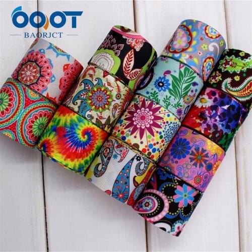 1741212,OOT BAORJCT 38mm 10yard/lot flower Ribbons Thermal transfer Printed grosgrain Wedding Accessories DIY handmade material