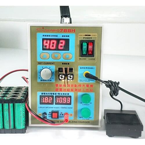 SUNKKO 788H Spot Welder Machine 18650 Lithium Battery Pack 2 Sets Production Spot Welding and DC Charging Function Pulse 1.5KW