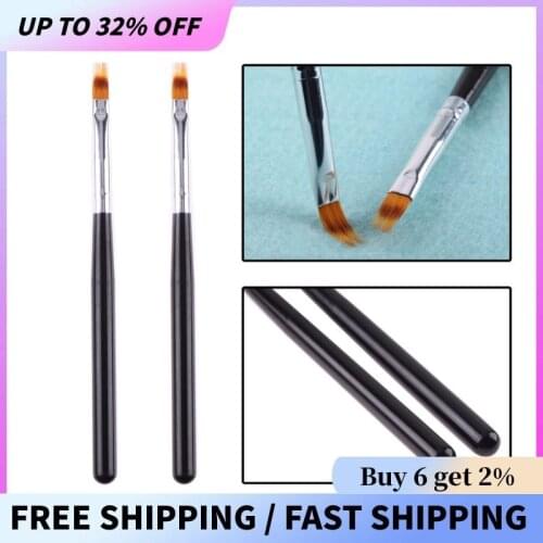 2Pcs Nail Art Gel Pen Brush Nylon Hair Ombre Brush Nail Art Brushes Soft Nails Manicure Tools For Gradient UV Gel Nail Pen