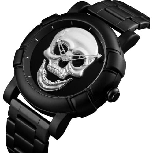2018 Unique Pirate Skeleton Skull Quartz Men Watches Luxury Waterproof Full Steel Men Sports Watch Relogio Masculino Dropship