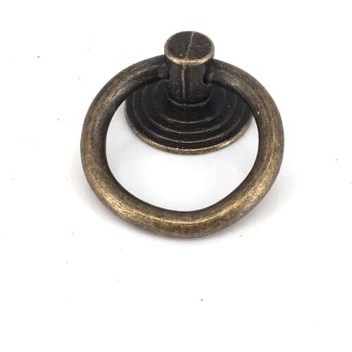 46mm Vintage Cabinet Drawer Hardware Drop Ring Handles Knobs Bronze Tone Retro Furniture closet Door pull Handles