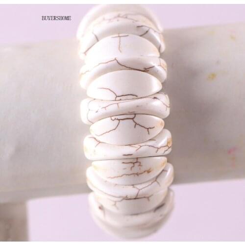 Free Shipping Women Jewelry Stretch Natural Stone Beads White Howlite Bracelet 8" 1Pcs H621