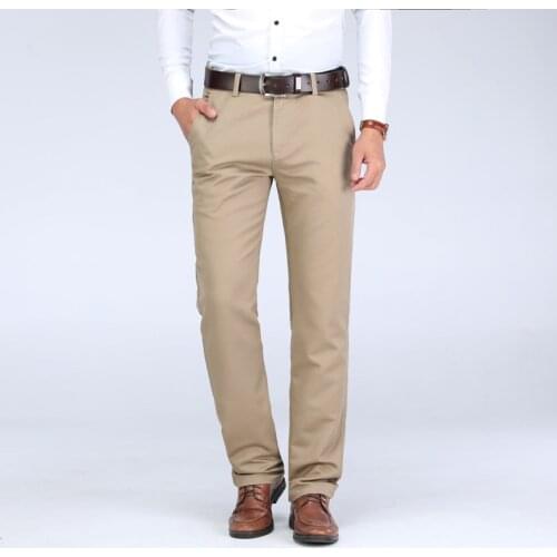 Autumn Trousers Men Pants Business Casual Thick Warm Pants Men Straight Cotton Tencel Cargo Pants Men Plus Size 29-42 Men Pant