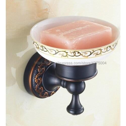 Black Oil Rubbed Brass Soap Holder Ceramics Soap Dish For Bathroom Home Decoration Bathroom Accessories Nba471