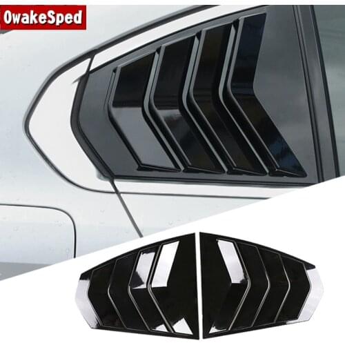 Black Rear Window Triangle Bowl Cover Frame Trim For BMW 3 Series G20 2018-2020 ABS Car Styling Exterior Accessories