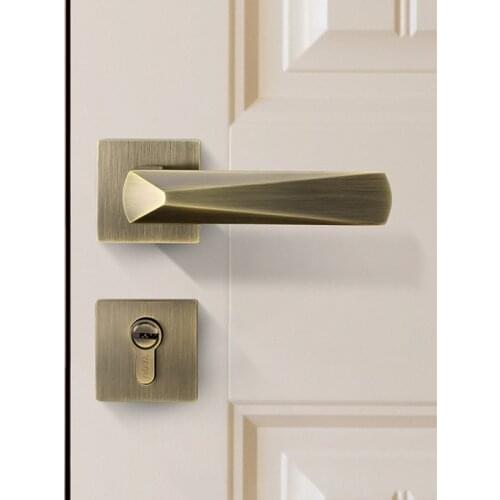 Zinc Alloy Bedroom Door Lock Home Silent Security Door Handle Locks Interior Retro Lockset Kitchen Bathroom Hardware Accessories