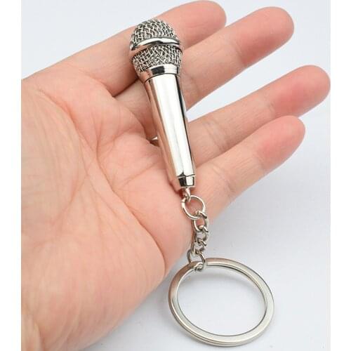 Microphone Keychain Keyring Holder for Key Bag Purse Decor Ornament Present