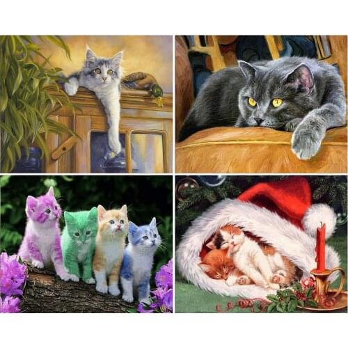 DIY Painting By Numbers Animals Kit Oil Coloring By Numbers Cat 40x50cm Wall Art Canvas Paintings Home Decoration Gift