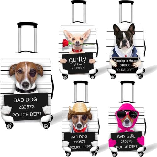 Funny Bad Guilty Dog Luggage Cover Travel Accessories Elastic Suitcase Protective Cover Anti-dust Case Covers For 18-28 Inch
