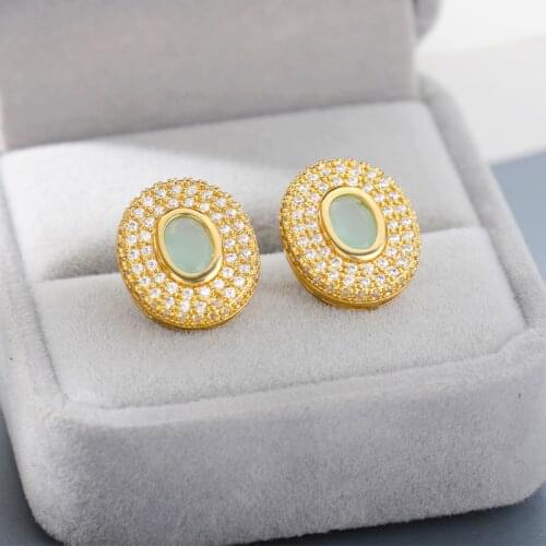 Elegant earrings pave stone Piercing earrings Unique Design Steel big Stud earrings for Women Jewelry Gift To Girlfriend