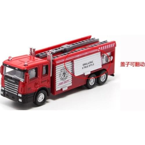 Electronic Plastic A Ladder Trucks Toys Alloy Cars Model Water Gun Fire Truck Acousto Optic Educational Kids Gifts Child Toy