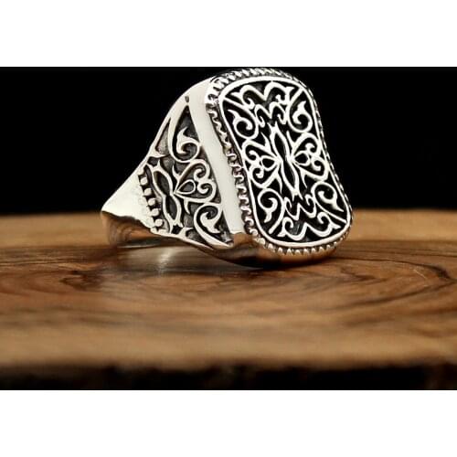 Hand Made Real 925 Sterling Silver Ring For Men Without Stone Jewelry Fashion Vintage Gift Onyx Aqeq Mens Accessories All size