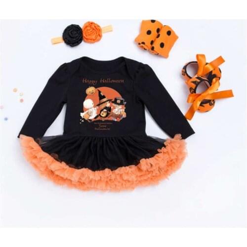 Halloween baby costume new born baby clothes cotton long sleeve romper baby girl jumpsuit head band leg warmers 4pcs/3pcs/set