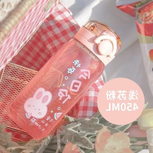 Cartoon Creative Plastic Vacuum Flask Student Cute Hand-held Rope Hand Cup Simple Pop-lid Cup Double-layer Water Cup