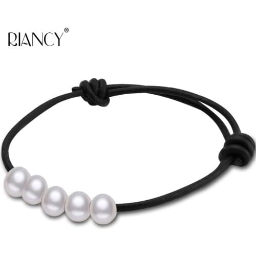Mens pearl Bracelets Punk Leather Weave Black Adjustable Lovers Jewelry Vintage pearl Bracelets & Bangles