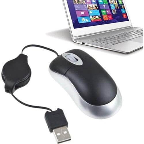 Portable Computer Notebook USB 2.0/1.1 Mouse Retractable Slim USB Optical Scroll Mouse for Laptop PC Optical Sensor 800dpi