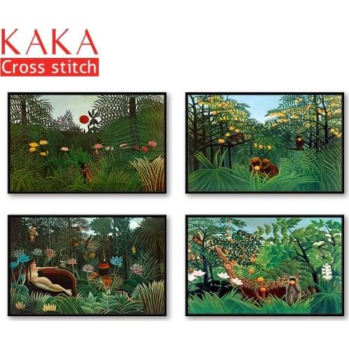 Cross stitch kits,Embroidery needlework sets with printed pattern,11CT-canvas for Home Decor Painting,Animals Full NCKA110