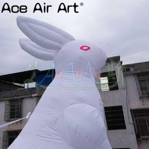 Inflatable Easter Bunny Decorations Standing Red Eye White Rabbit Custom Logo Decorations for Advertising and Parties