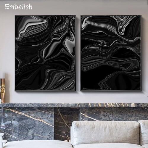2 Pieces Nordic Style Abstract Black Colors Modern Home Decor Wall Art Posters For Living Room Pictures HD Canvas Oil Paintings