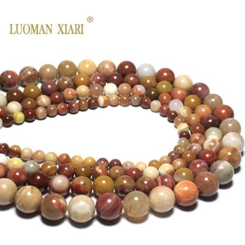 Wholesale AAA+ Round Natural Pink Petrified Wood Stone Beads For Jewelry Making DIY Bracelet Necklace 6/8/10/12mm Strand 15