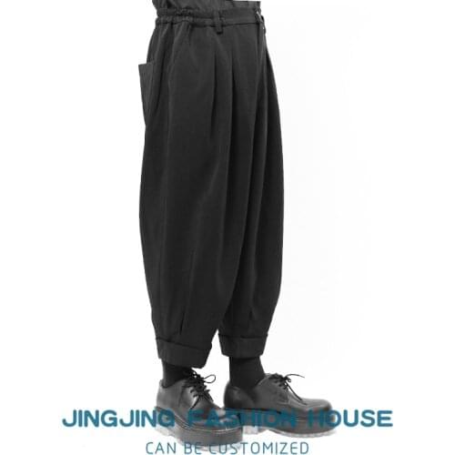 S-6XL!!2021 spring and autumn new mens casual nine-cent pants simple all-match super loose Harlem pants black