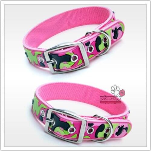 Dogs Collar Leash Camouflage Pink Collar for Small & Large Dogs Pets Rubber Nylon Leather Dogs Leash Lead Collar Pet Product